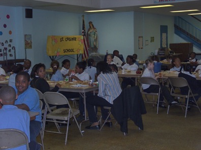 Lunchtime with Staircase where kids hid during Mass.jpg Lunchtime with Staircase where kids hid during Mass.jpg